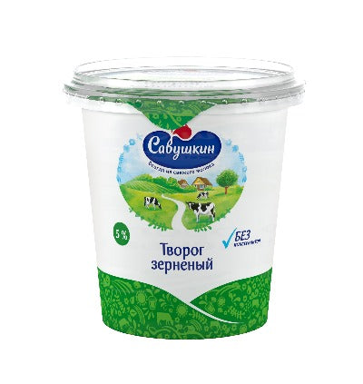 Cottage cheese "101 Zerno+slivki", fat content - 5%, plastic cup, 350 g