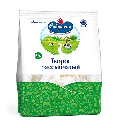 Cottage cheese "Rassypchaty", fat content - 5 %, package, 350g