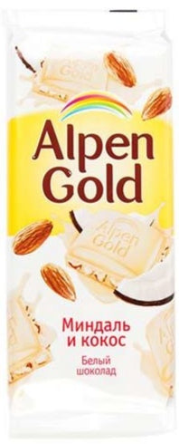 White chocolate "Alpen Gold" almonds and coconut, 95g