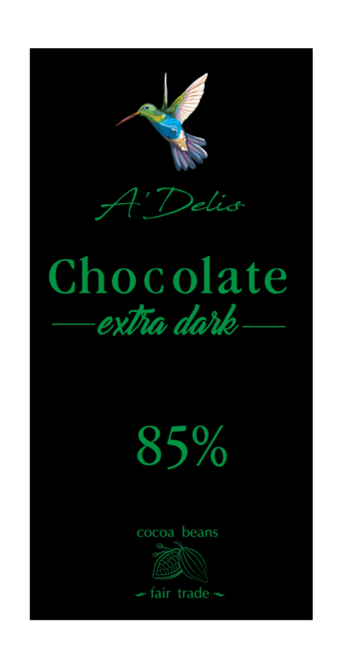 A`DELIS Extra dark chocolate bar 85%   70g