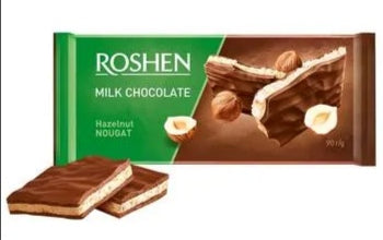 Roshen Milk Chocolate with hazelnut nougat 90g
