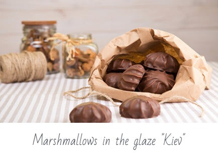 Chocolate marshmallows with orange filling