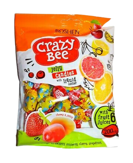 Jelly Sweets “Crazy Bee Fruity” with fruit flavoured fillings (Made in Ukraine) 200g