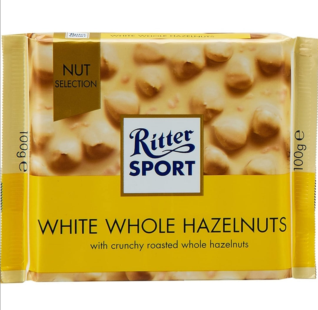 Ritter Sport White Chocolate With Whole Hazelnuts   100g