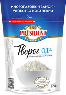 Cottage cheese President homemade crumbly 0.1%, 350g