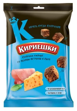 "Kirieshki", crackers with ham and cheese flavor, 100 g