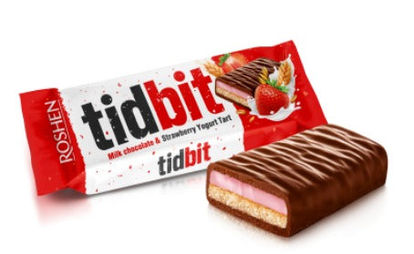 Roshen TidBit Milk Chocolate & Strawberry Yogurt Tart Bar 50g