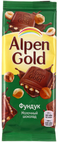 Milk chocolate "Alpen Gold" hazelnuts, 85g