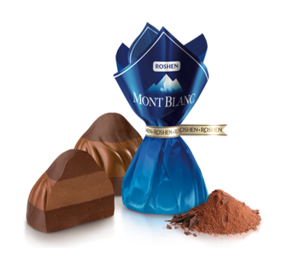 ROSHEN CHOCOLATES “MONT BLANC” TRIPLE-LAYERED SWEETS WITH NUTS