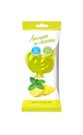 Lollipop caramel with Zinc and vitamin C “COCK” with lemon and mint flavor 17g