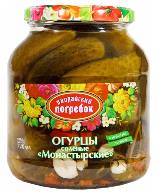 Monastic pickled cucumbers Valdai Pogrebok, 720ML