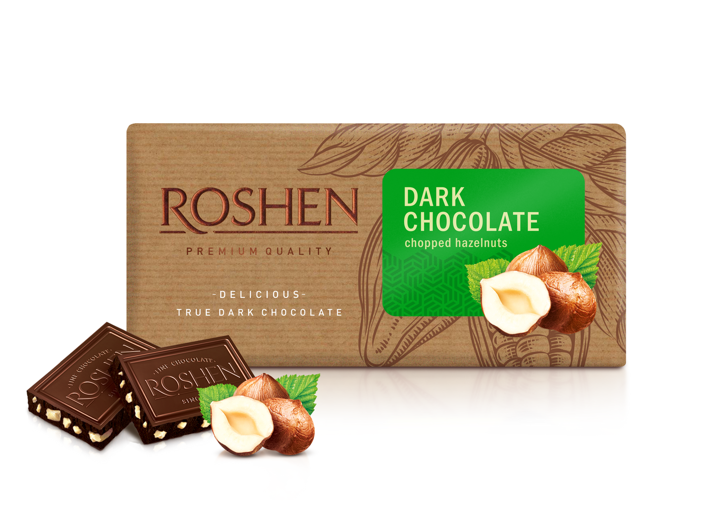 Roshen dark chocolate with hazelnut 90g