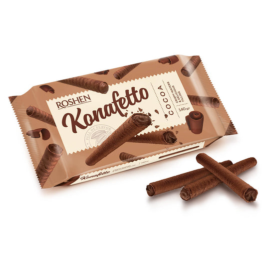 Wafer rolls Roshen Konafetto with cocoa cream filling, 140g