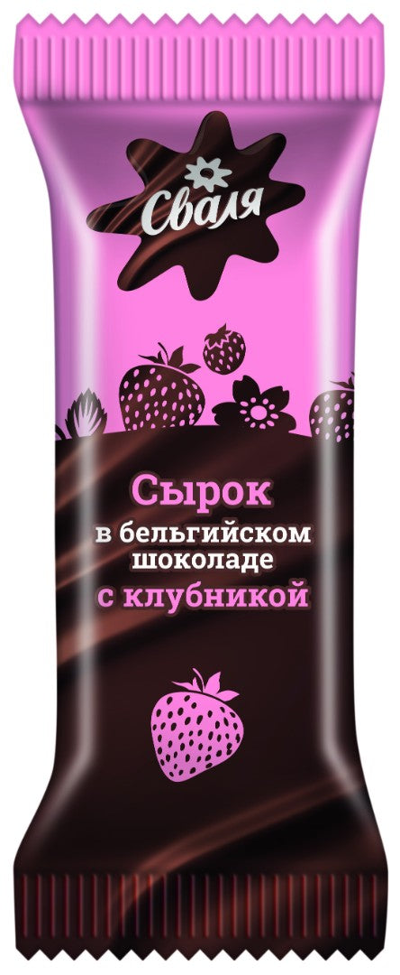 Glazed cottage cheese cheese in Belgian chocolate with strawberries, t.m. SVALYA m.d.zh. 22.3%, 40g