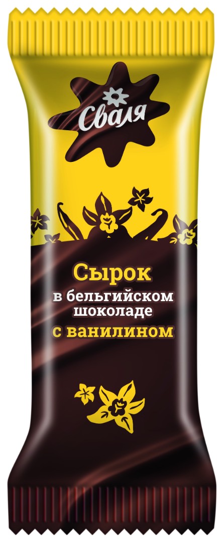 Glazed cottage cheese cheese in Belgian chocolate with vanillin, t.m. SVALYA m.d.zh. 23.1%, 40g